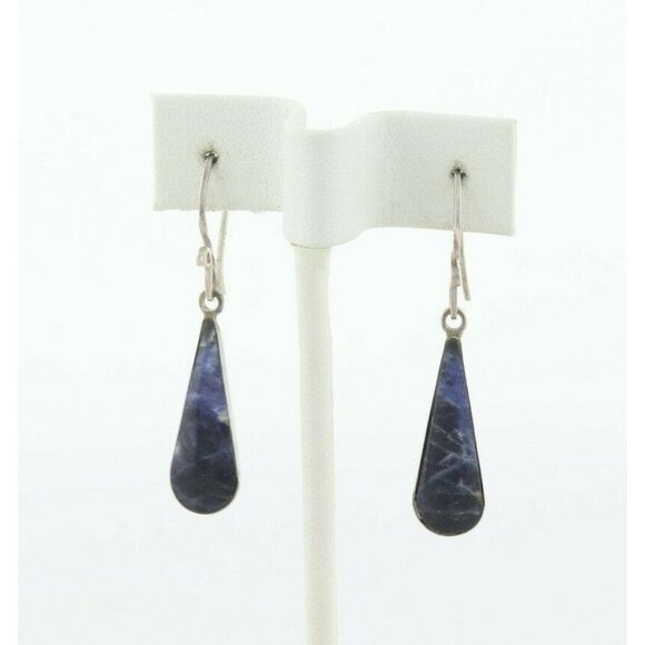 Sterling Silver Blue Sodalite Earrings Dangle Drop Earrings - Picture 1 of 7